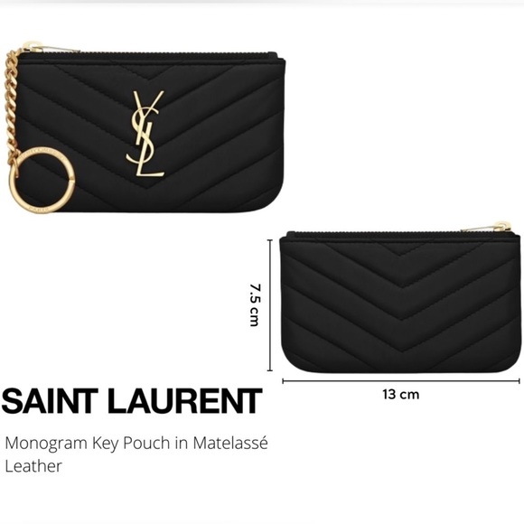 YSL CASSANDRE SAINT LAURENT KEY POUCH IN CALFSKIN MATELASSÉ - Picture 3 of 12
